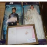 Charles and Diana dolls and Royal handkerchiefs