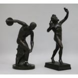 After the antique. Two bronzes, one of a discus thrower, the other a faun