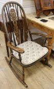 An oak and beech Windsor style rocking chair