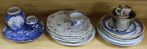 A collection of 18th century and later Chinese porcelain plates