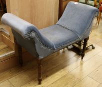 An Edwardian walnut window seat, W.110cm