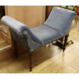 An Edwardian walnut window seat, W.110cm