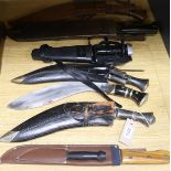 Seven Kukri and other knives