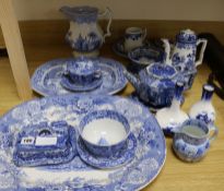 A collection of blue and white ceramics