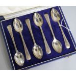 A cased set of six Garrard & Co silver teaspoons, London 1948