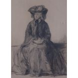 Frances Dodd (1874-1949)charcoal drawingPortrait study of a womanMaas & Co label verso13.25 x 10in.