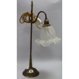 A brass table lamp