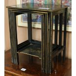 A 1930's nest of three black and gilt chinoiserie lacquered occasional tables, W.46cm