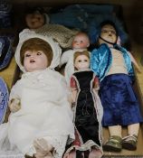 An Armand Marseille 341/9 doll, a wax doll and other dolls