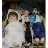 An Armand Marseille 341/9 doll, a wax doll and other dolls