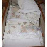 A large quantity of embroidered and crocheted white work