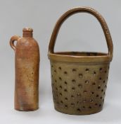 A 19th century French cheese mould and a Dutch gin bottle (2)