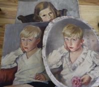 Bert GoulThree oils on canvasPortraits of childrenlargest 65 x 50 cm all unframed