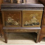 An early 20th century 78rpm wind-up gramophone player in chinoiserie-decorated cabinet, W. H.