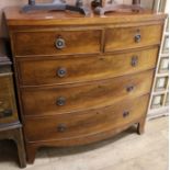 An early 19th century mahogany bowfront chest, W.105cm