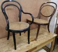 A child's bentwood chair and a similar nursing chair