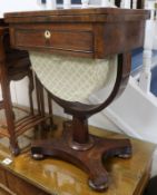 An early Victorian mahogany card and work table, W.50cm