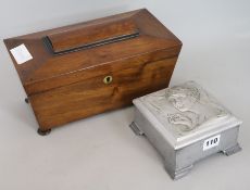 A tea caddy and 1920's music box