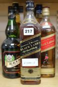 7 Bottles of Whisky- Black Bottle, Black Grouse, Highland Black, Label 5, Whyte & Mackay, Johnnie