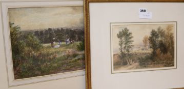 J.J. Hughes,Pair of watercoloursFigures in landscapes and another watercolour landscapesigned24 x