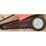 A New Windsor five-string banjo, cased, formerly owned by Albert E Goodall (1889-1917)