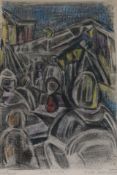 Hilde Goldschmidt (German, 1897-1980)monotype heightened in watercolour'Au Rialto'signed,