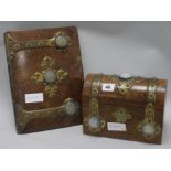 A Leuchers & Sons walnut stationery box and a similar blotter