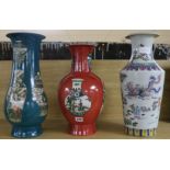 Three Oriental vases