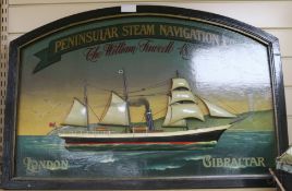 A Peninsular steam Navigation co. advertising sign