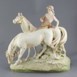 A Royal Dux porcelain equestrian group