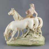 A Royal Dux porcelain equestrian group