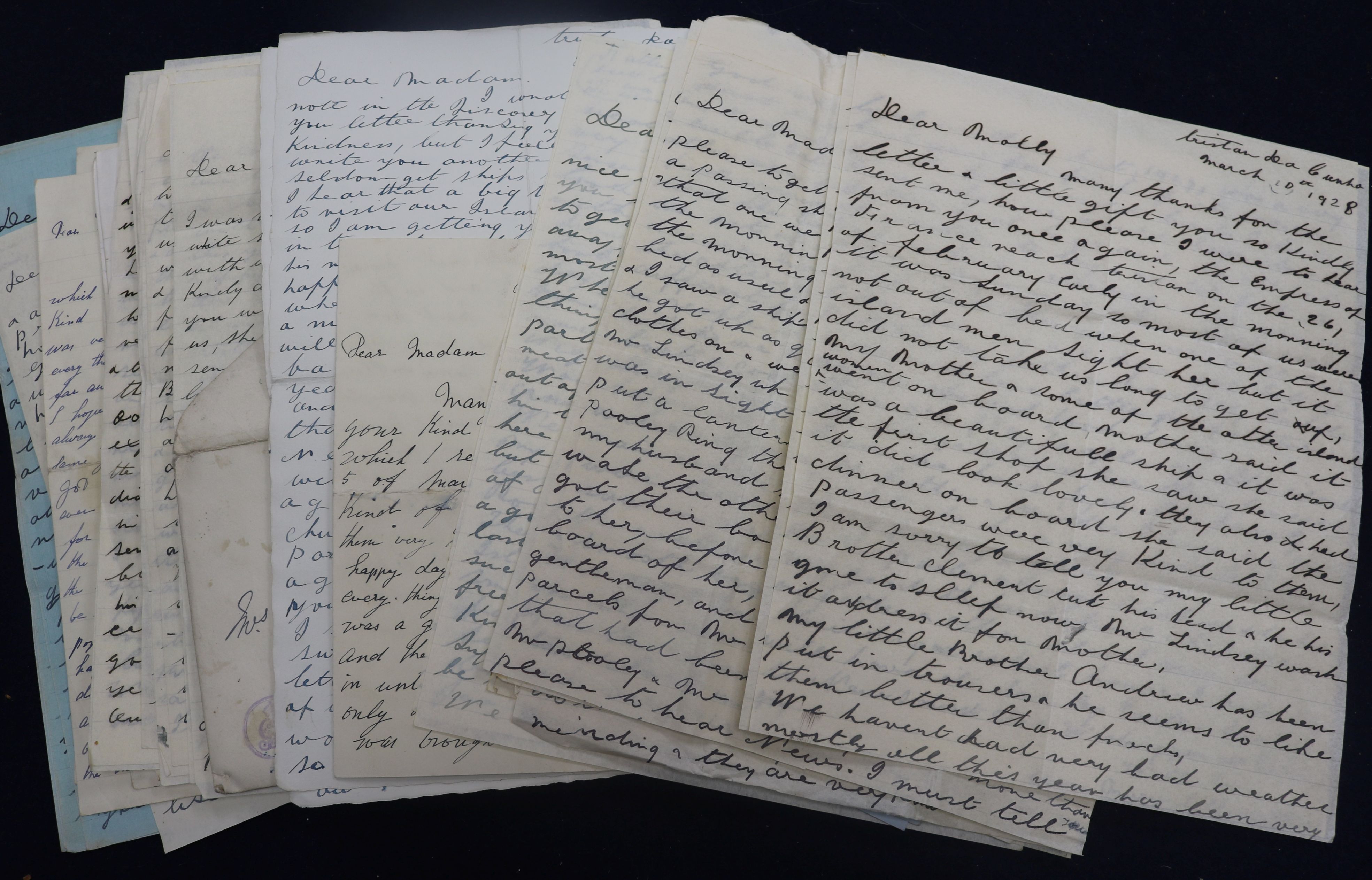 A group of letters from Tristan de Cunha Curza 1920's/1930's