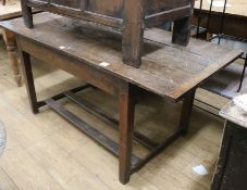A 19th century oak and fruitwood kitchen refectory table 158 x 70cm, H.72cm