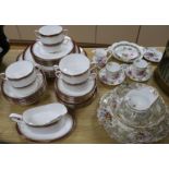 A Royal Albert 'Holyrood' part dinner service, two Paragon part tea sets and a pair of Victorian