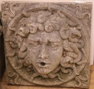 A composition stone 'Medusa' fountain head 47 x 47cm