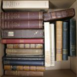 Herbert's Works and other leather bound books, 2 boxes