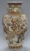 A Satsuma baluster vase, 20th century, decorated with figures in gardens