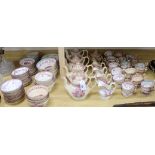 A Staffordshire Queen Victoria & Prince Albert commemorative pink lustre tea set