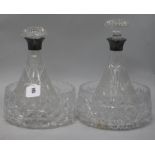 A pair of silver-mounted cut glass ship's decanters and two cut glass fruit bowls