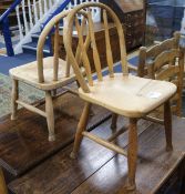 A pair of ash and beech child's chairs, H.60cm
