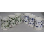 Six Rye pottery mugs monogrammed E M R S (East Malling Research Station)