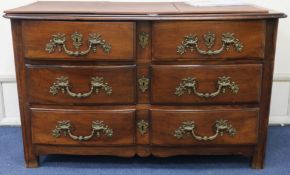 A late 18th century French chestnut commode, W.131cm
