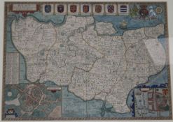 John Speed (1552-1529), Kent with Her Cities and Earles Described and Observed..., a hand-coloured