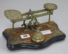 A set of Victorian brass mounted postal scales