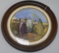 A Prattware plaque, Christ in the Cornfield' after Henry Warren (424), in circular turned wood