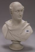 A Parian bust of Prince Albert by E. J. Jones, with W. H. Kerr, Worcester blue printed stamp verso