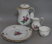 A Meissen style five piece coffee set