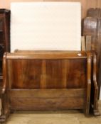 A French walnut and fruitwood sleigh bed, W.131cm