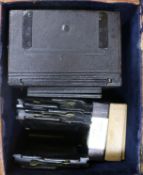 A Victorian mahogany '14 camera, cased "The Una Camera", with plates