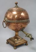 A Regency copper and brass tea urn